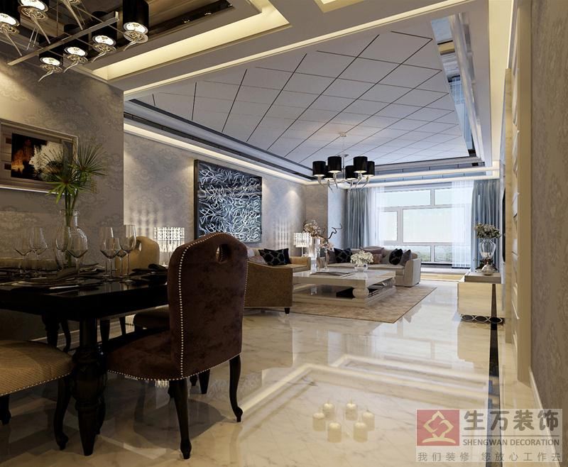 歐式風格裝修，墻面采用了大量的歐式大花墻紙進行裝飾，顯得大氣，高檔。