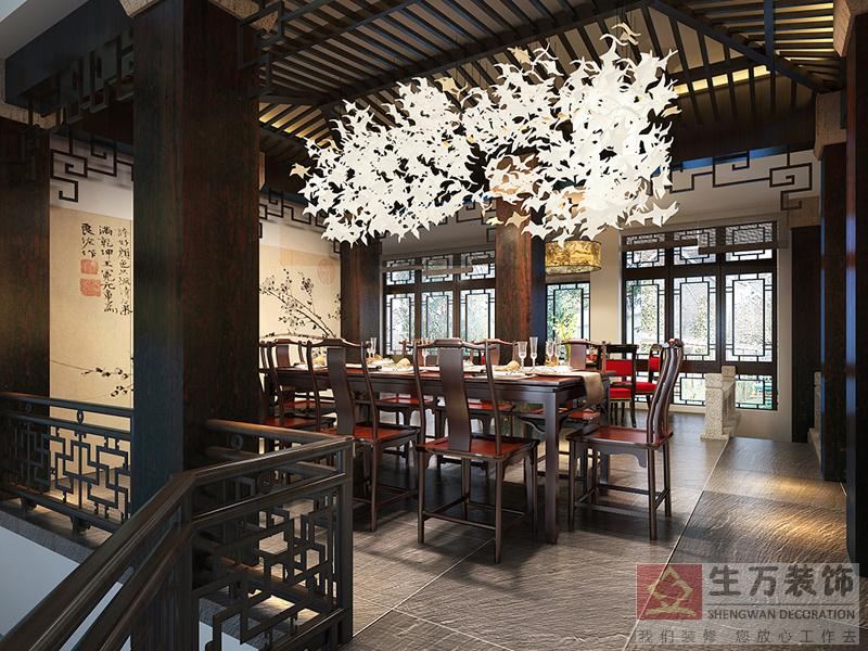 傳統中式風格融合當下簡潔手法，匯聚了東方文化的寬度，蘊含了現代藝術的元素，將山、水、云、畫、亭臺等概念化元素自然表達貫穿全場